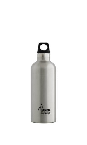 Bouteille isotherme Laken Futura au format moyen, bouchon noir avec boucle ronde