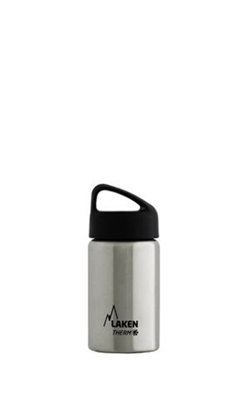 bouteille isotherme Laken Classic en inox au plus petit format, bouchon à vis noir avec boucle