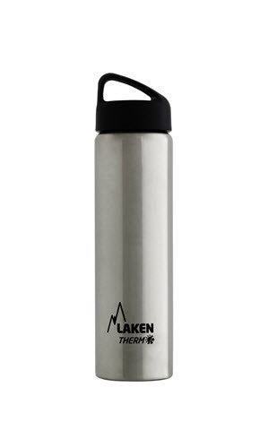 Bouteille isotherme Laken Classic en version haute et fine avec bouchon noir à boucle