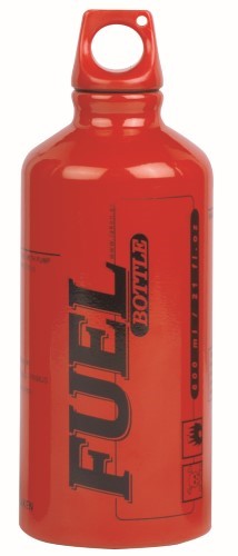 bouteille à combustible Laken rouge, avec bouchon à vis rouge et inscription Fuel Bottle
