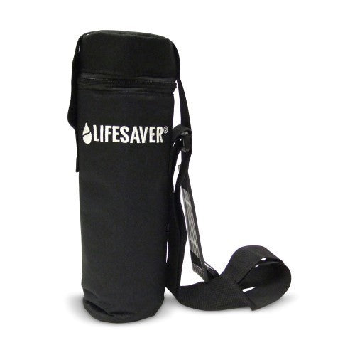 Lifesaver Liberty Soft Pouch, housse noire pour gourde avec fermeture éclair, logo blanc et bandoulière