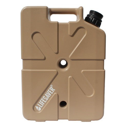 Lifesaver Jerrycan filtre à eau couleur sable, vue de face avec poignée et bouchon noir