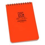 Carnet Rite in the Rain orange à spirale en haut, couverture avec le texte Universal