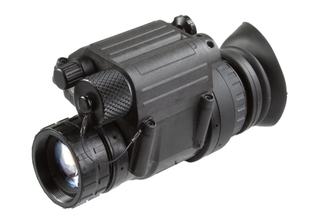 AGM PVS-14 NL1 monoculaire de vision nocturne noir, vu de biais avec objectif et œilleton