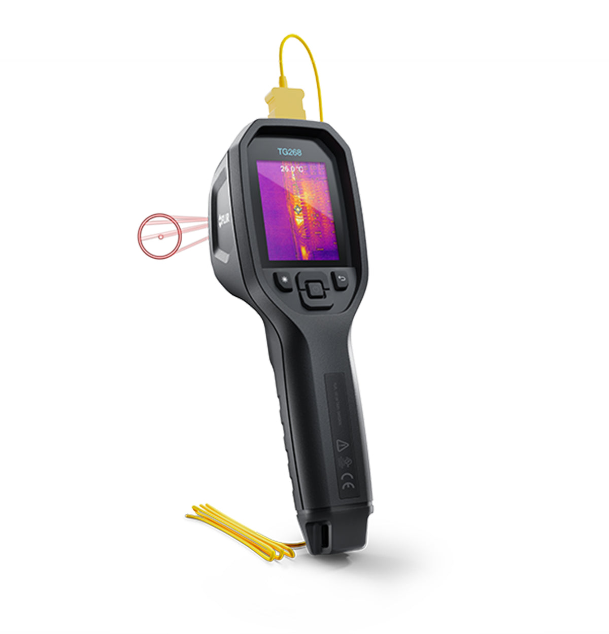FLIR TG268 caméra thermique avec poignée pistolet, écran couleur, point laser et fil de mesure jaune