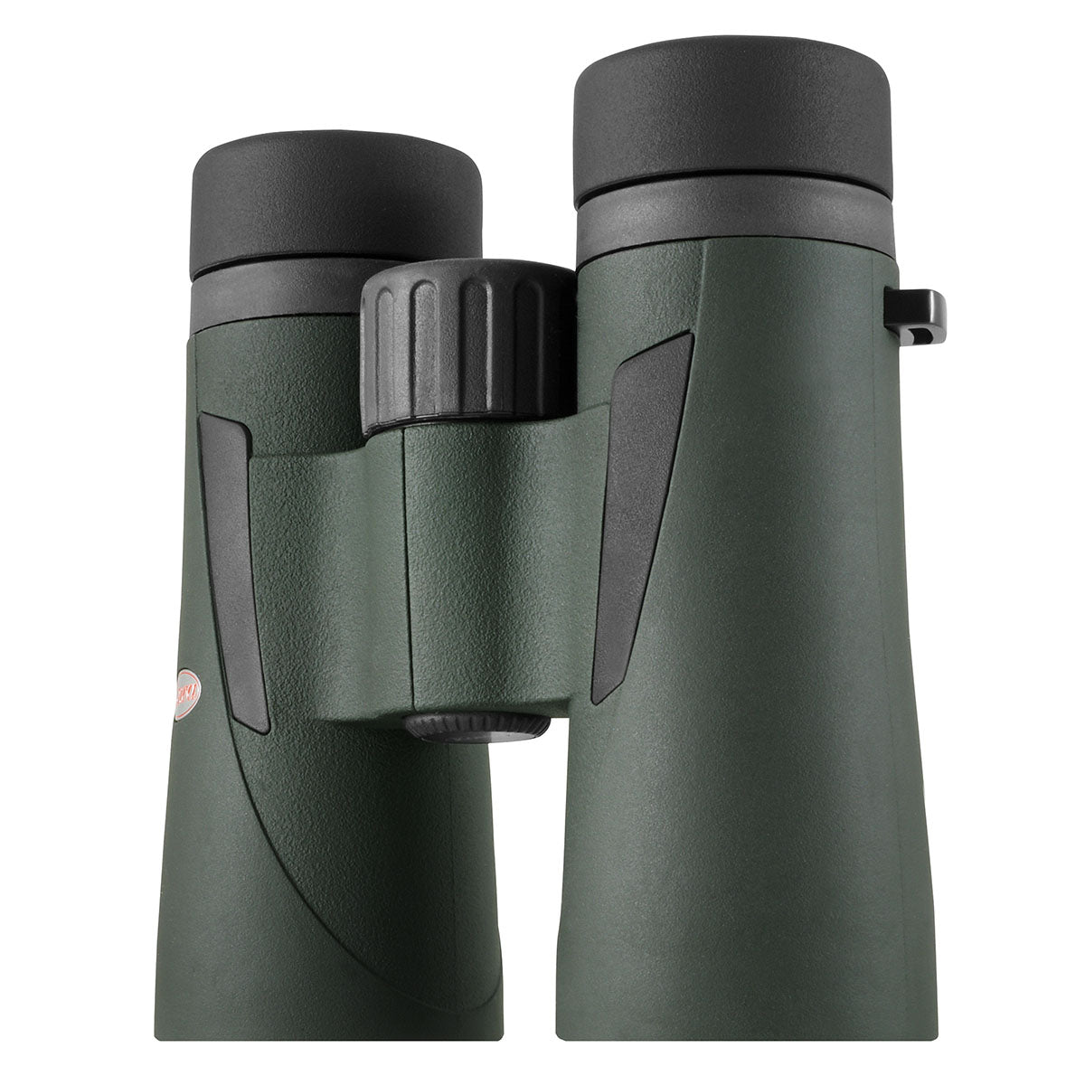 Kowa BDIII 10x42 XD de biais sur le côté avec la molette de mise au point striée