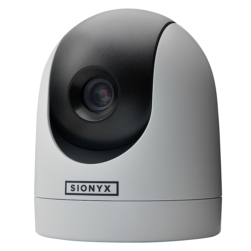 SiOnyx Nightwave caméra de vision nocturne maritime gris clair avec dôme et objectif noirs, de face