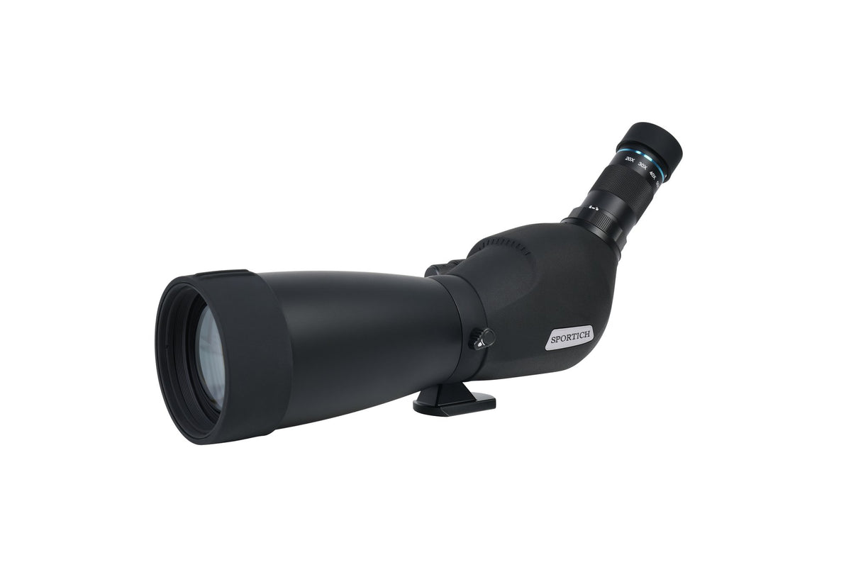 Longue-vue Sirui Sportich S6080A-BK de trois quarts avant avec le grand objectif