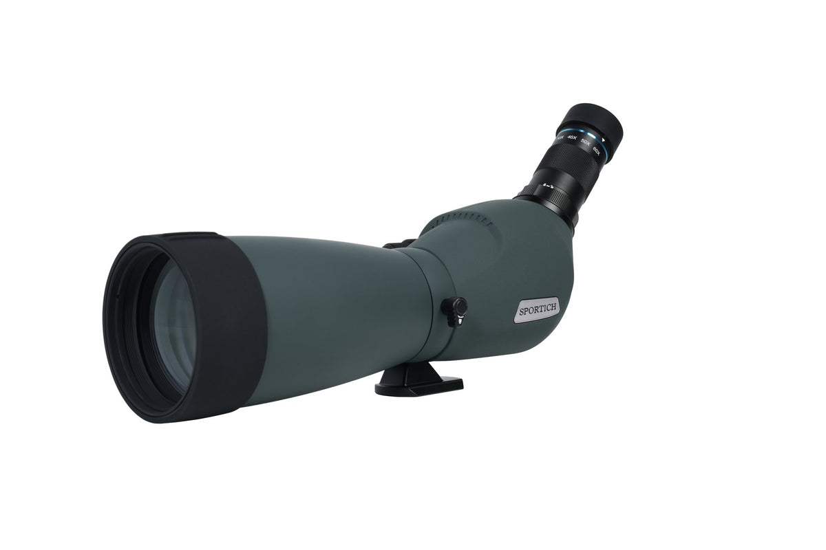 Longue-vue Sirui Sportich S6080A-GN verte de trois quarts avant avec le grand objectif