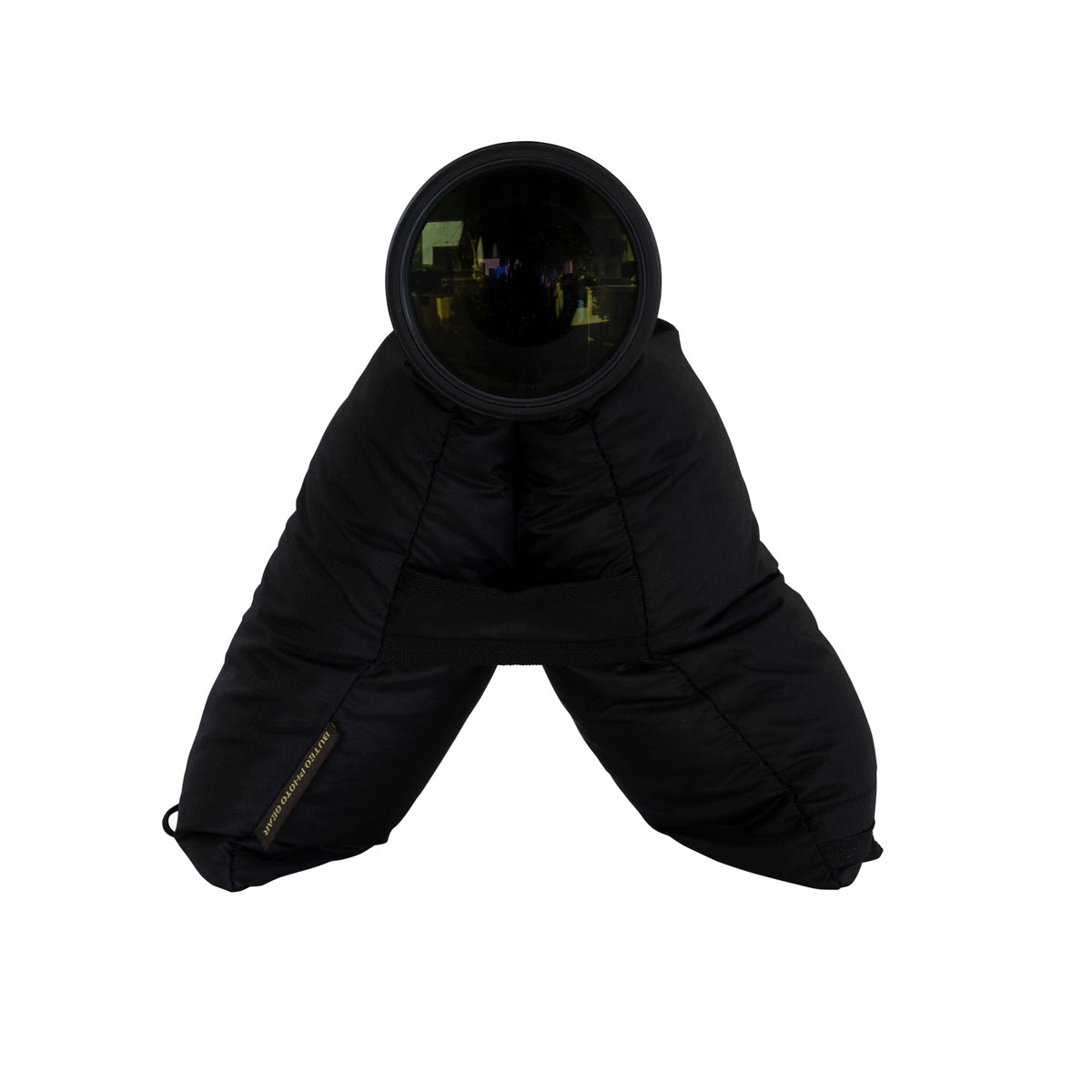 Buteo Bean Bag 2 noir vu de face, avec un objectif dans la selle