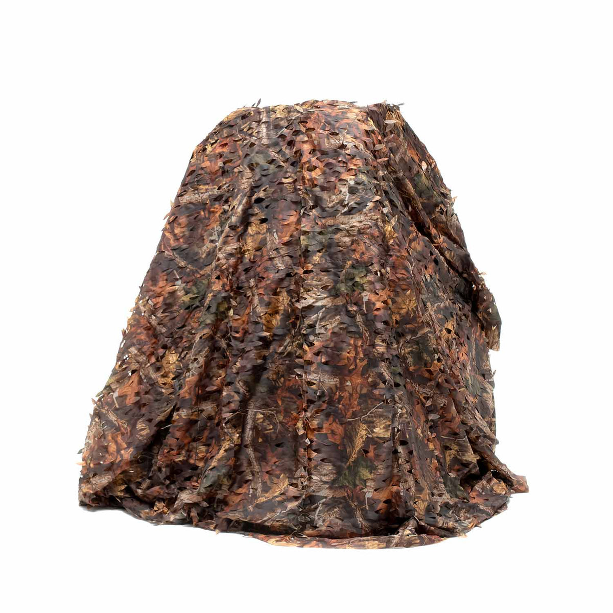Filet de camouflage Buteo 1 drapé sur un objet, motif feuillage aux tons automnaux