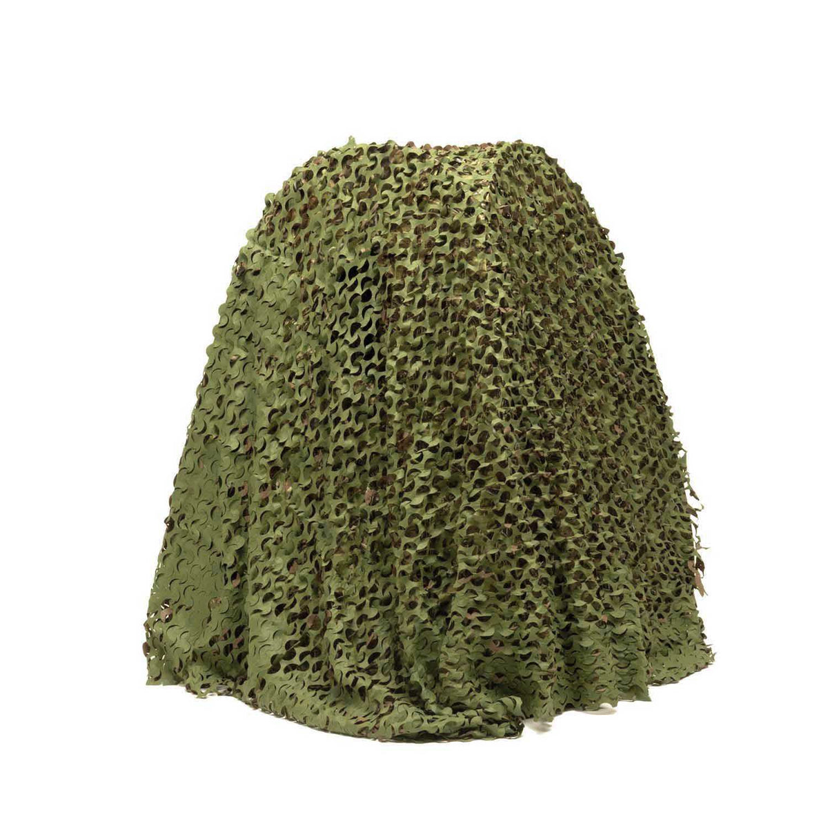 Filet de camouflage Buteo 3D Leafs vert drapé sur un objet, avec structure de filet fine