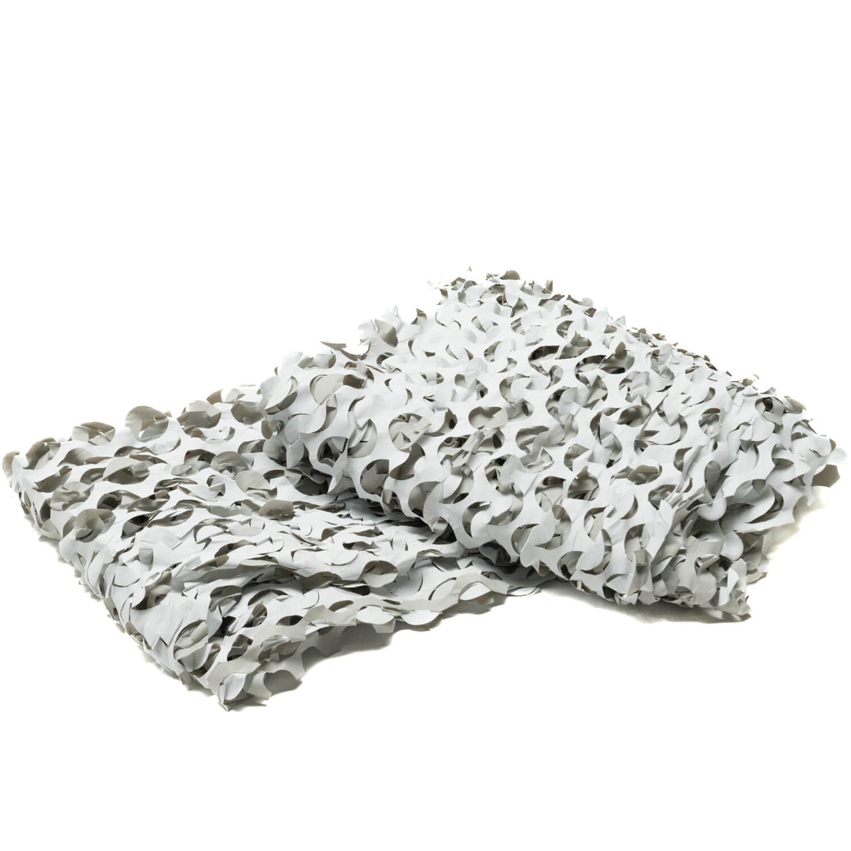 Filet de camouflage Buteo 3D Leafs Neige plié, feuilles blanches et grises sur fond blanc