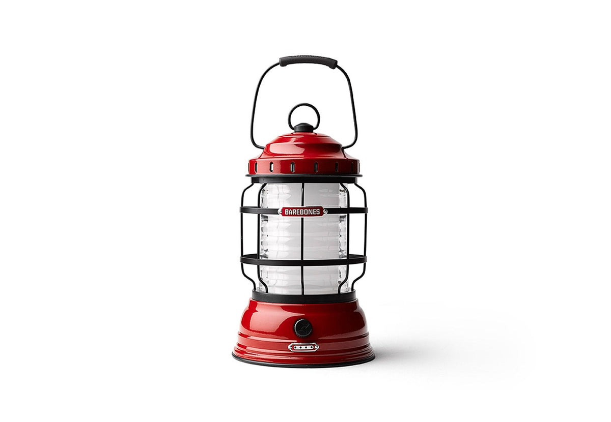 Lanterne Barebones Forest rouge avec cage noire et anse de transport