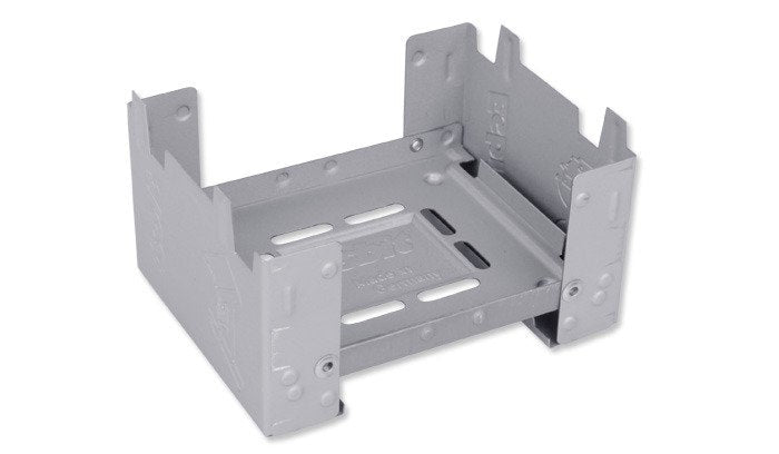 Esbit Survival Stove réchaud déplié, support de cuisson en métal gris avec parois latérales relevées