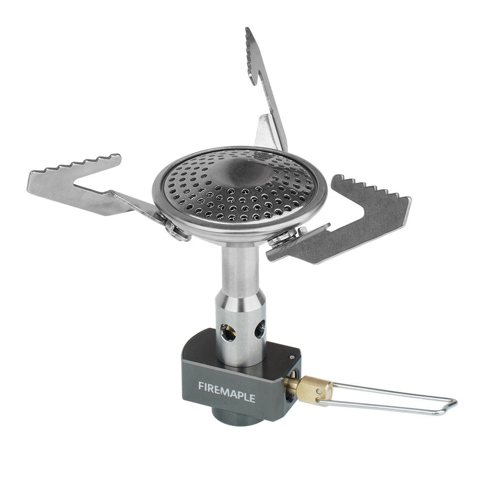 Fire Maple BUZZ réchaud à gaz avec trois supports de casserole dépliés et brûleur rond perforé