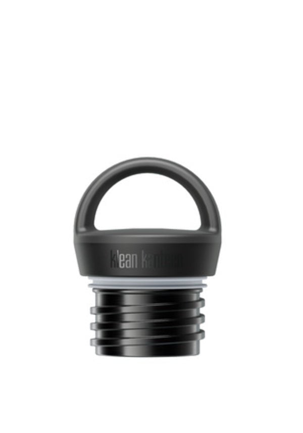 Klean Kanteen Arch Loop Cap, bouchon à vis noir avec anse de transport, vue de côté