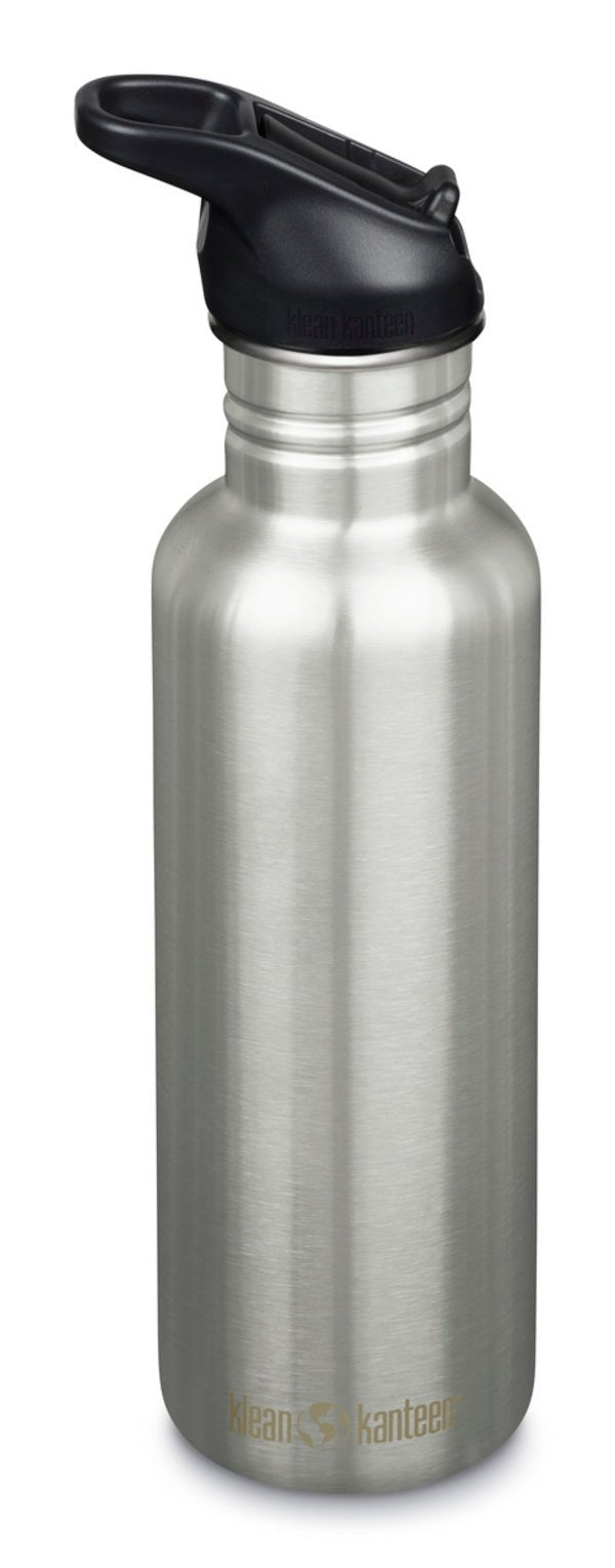 Klean Kanteen Classic 800 ml, bouteille en métal brossé avec bouchon sport noir