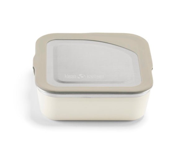 Klean Kanteen Lunch Box blanc crème avec couvercle en métal et bord beige