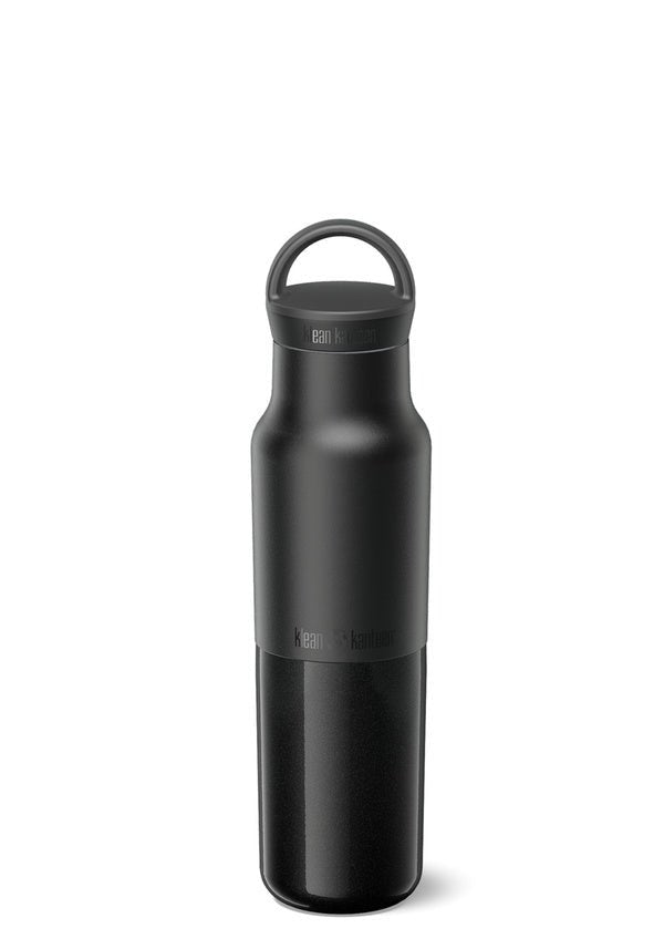 Klean Kanteen Rise Classic 355 ml, gourde noire avec bouchon Arch Loop et dragonne