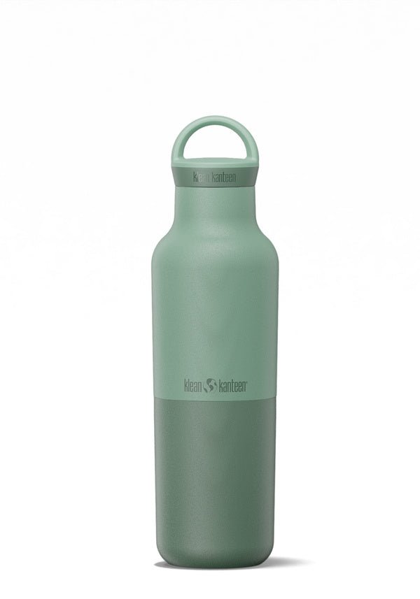 Bouteille Klean Kanteen Rise Classic vert sauge avec le logo sur le corps