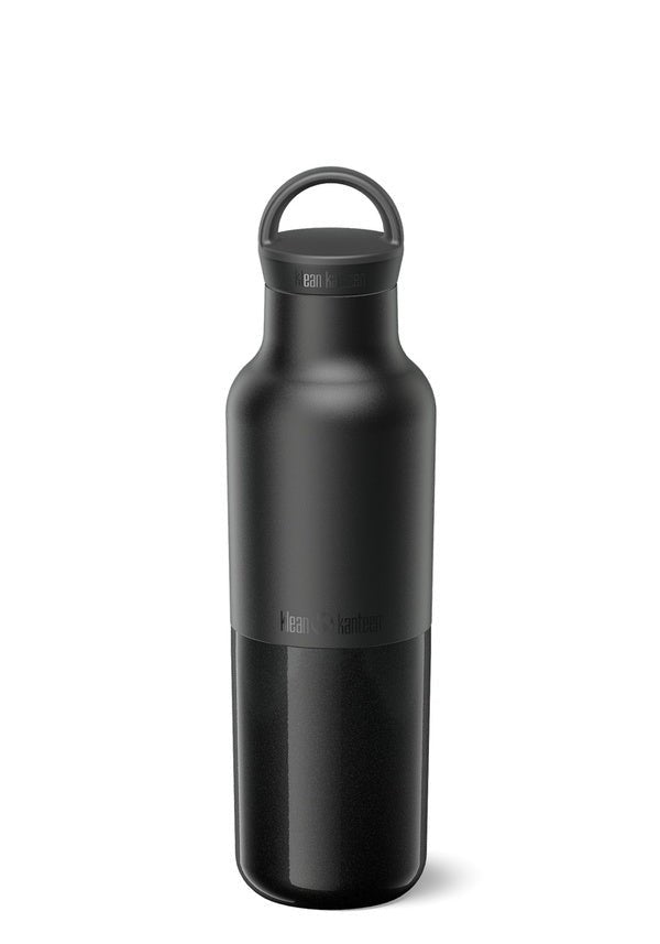 Bouteille Klean Kanteen Rise Classic entièrement noire avec boucle sur le bouchon