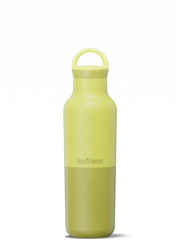 Bouteille Klean Kanteen Rise Classic vert-jaune avec corps bicolore et boucle de transport