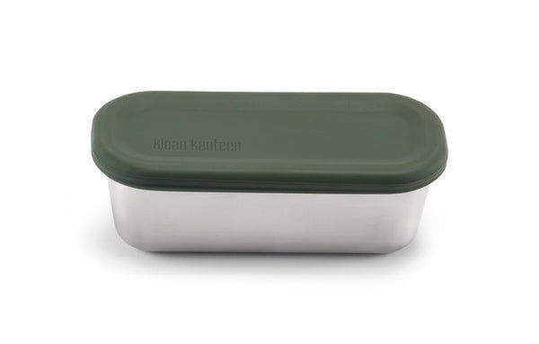 Klean Kanteen Rise Snack Box en inox avec couvercle vert olive, vue de côté