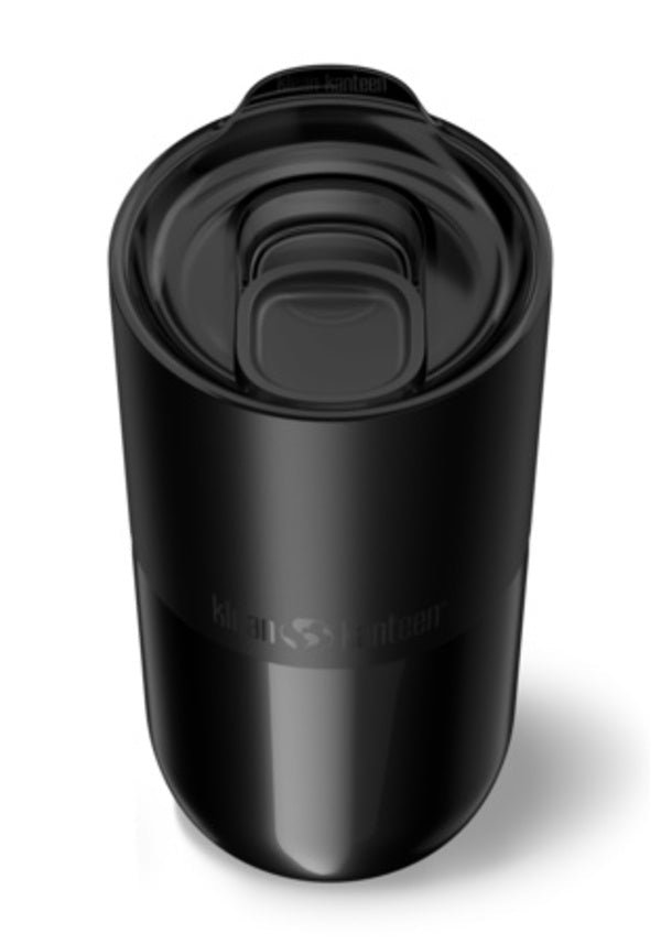 Klean Kanteen Rise Tumbler Slide Lid gobelet noir avec couvercle coulissant transparent, vu d'en haut