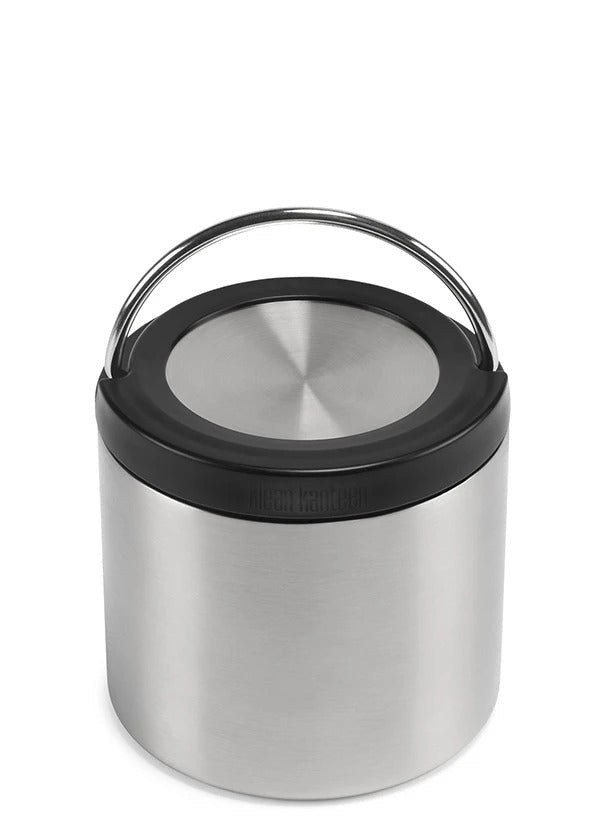 Klean Kanteen TKCanister 473 ml en acier brossé avec bord noir et anse métallique