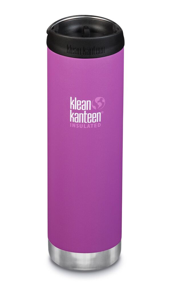 Klean Kanteen TKWide 592ml Café Cap, gourde violette avec couvercle noir et logo blanc sur l'avant