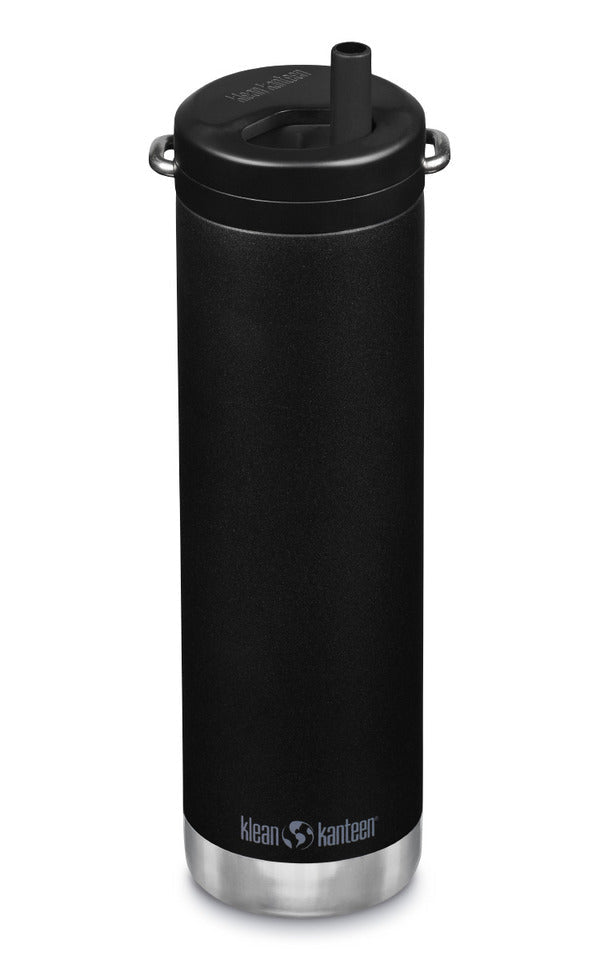 Klean Kanteen TKWide 592ml Twist Cap noire avec paille et deux petites anses