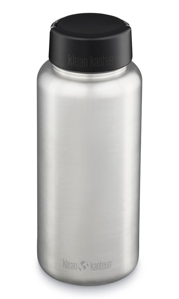 Klean Kanteen Wide 1182 ml gourde en acier brossé avec bouchon Wide Loop noir
