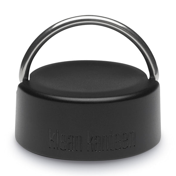 Klean Kanteen Wide Loop Cap, bouchon noir avec anse métallique et logo en relief