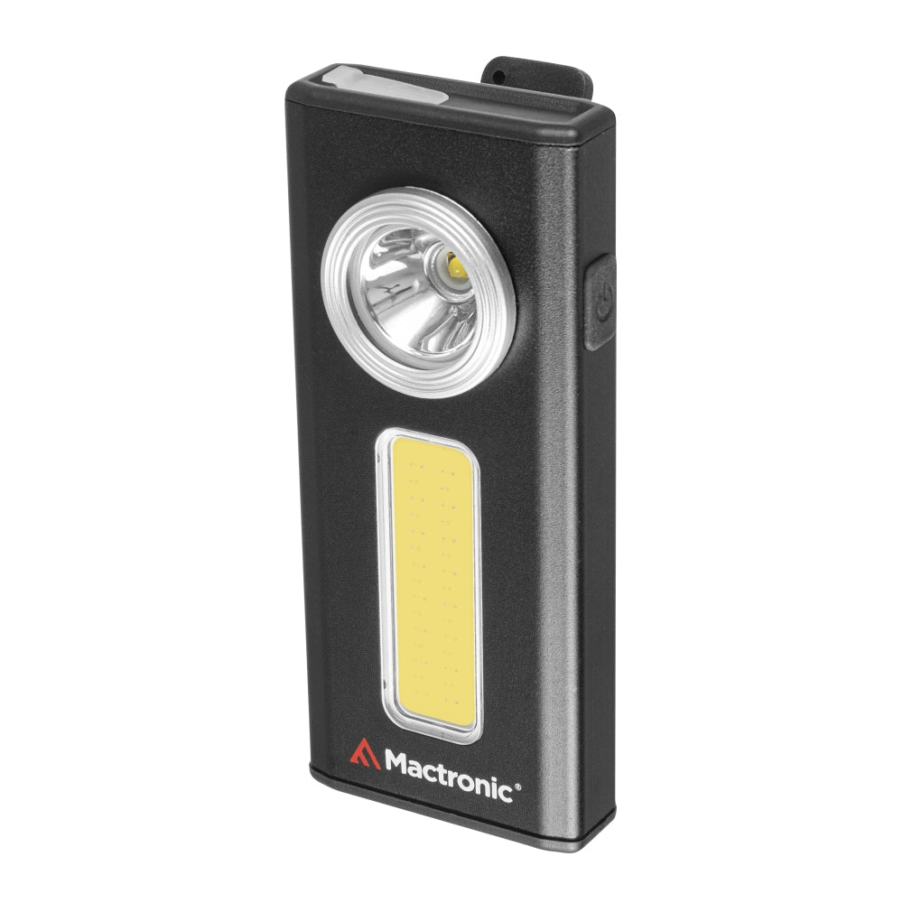 Mactronic Flagger 650 de trois quarts avec le bouton latéral et le clip sur le dessus