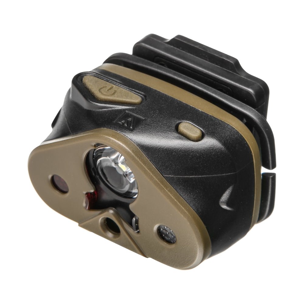 Mactronic Nomad 03 tête de lampe sans le bandeau, de trois quarts avec la LED et les boutons