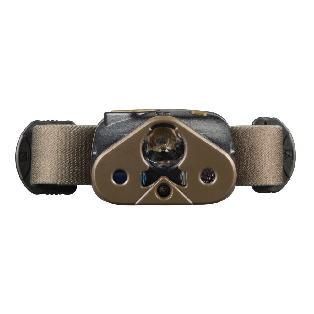 Mactronic Nomad 03 tête de lampe de face sur le bandeau vert olive
