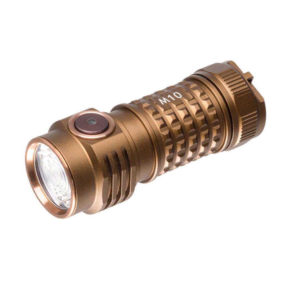 Mactronic Sirius M10 petite lampe torche cuivre au corps rainuré avec bouton latéral
