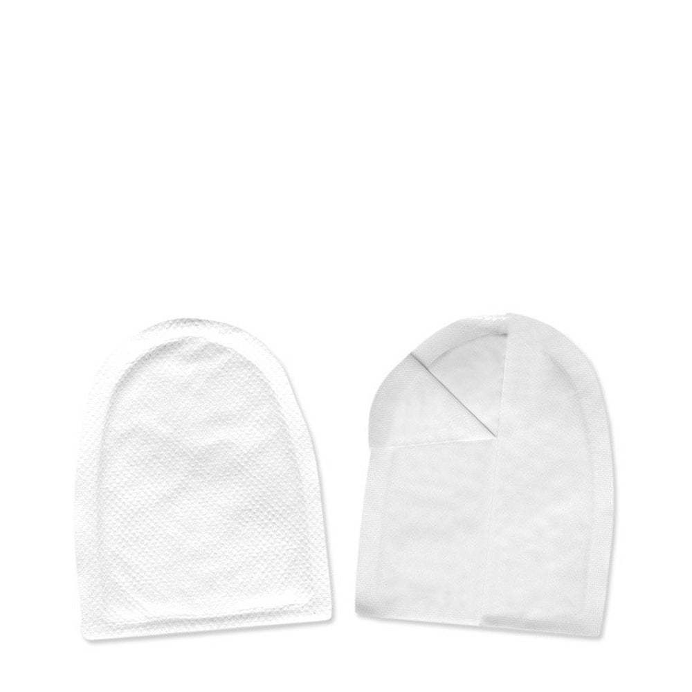 Chauffe-orteils Only Hot, deux chaufferettes blanches en forme d'avant-pied, recto et verso