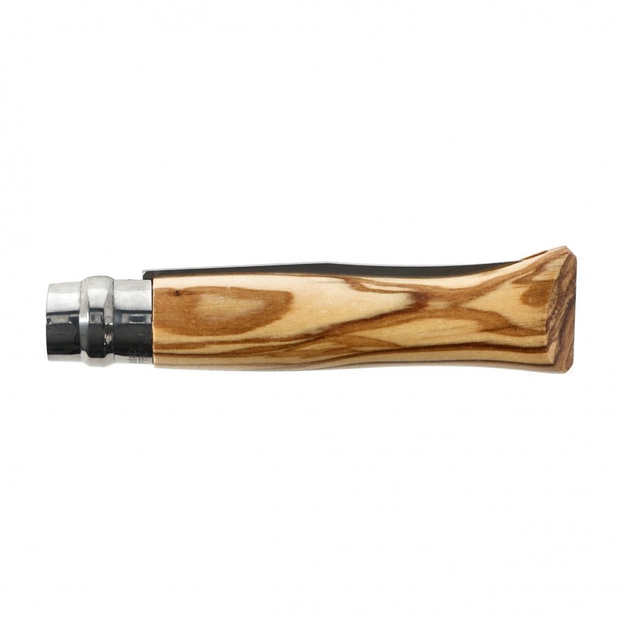 Opinel N°09 Inox fermé, manche en bois strié avec la bague tournante
