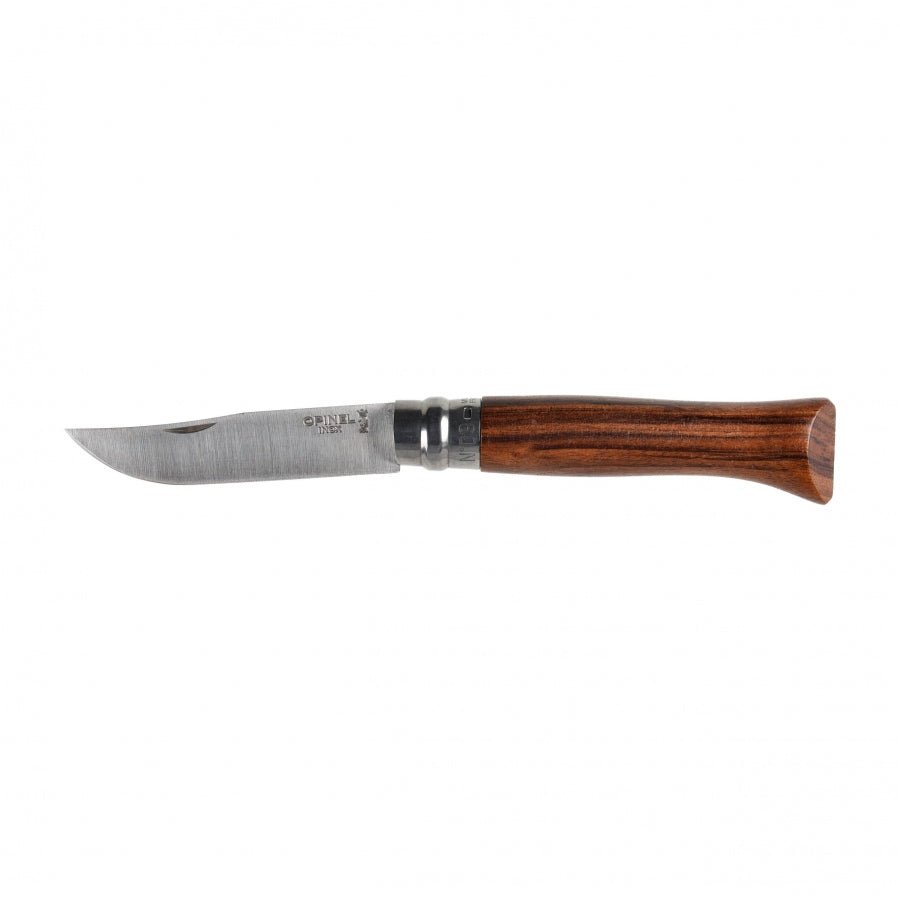 Opinel N°09 Inox ouvert, avec manche en bois brun foncé