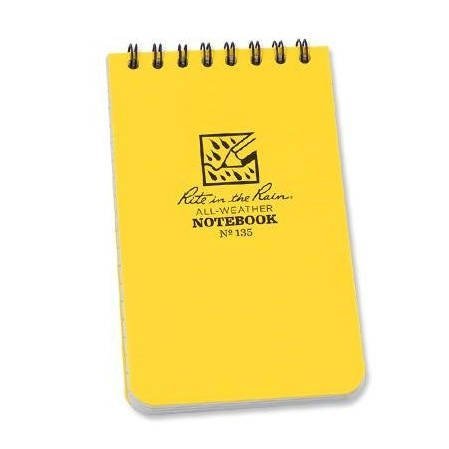 Carnet à spirale Rite in the Rain jaune, couverture avec logo et texte Notebook