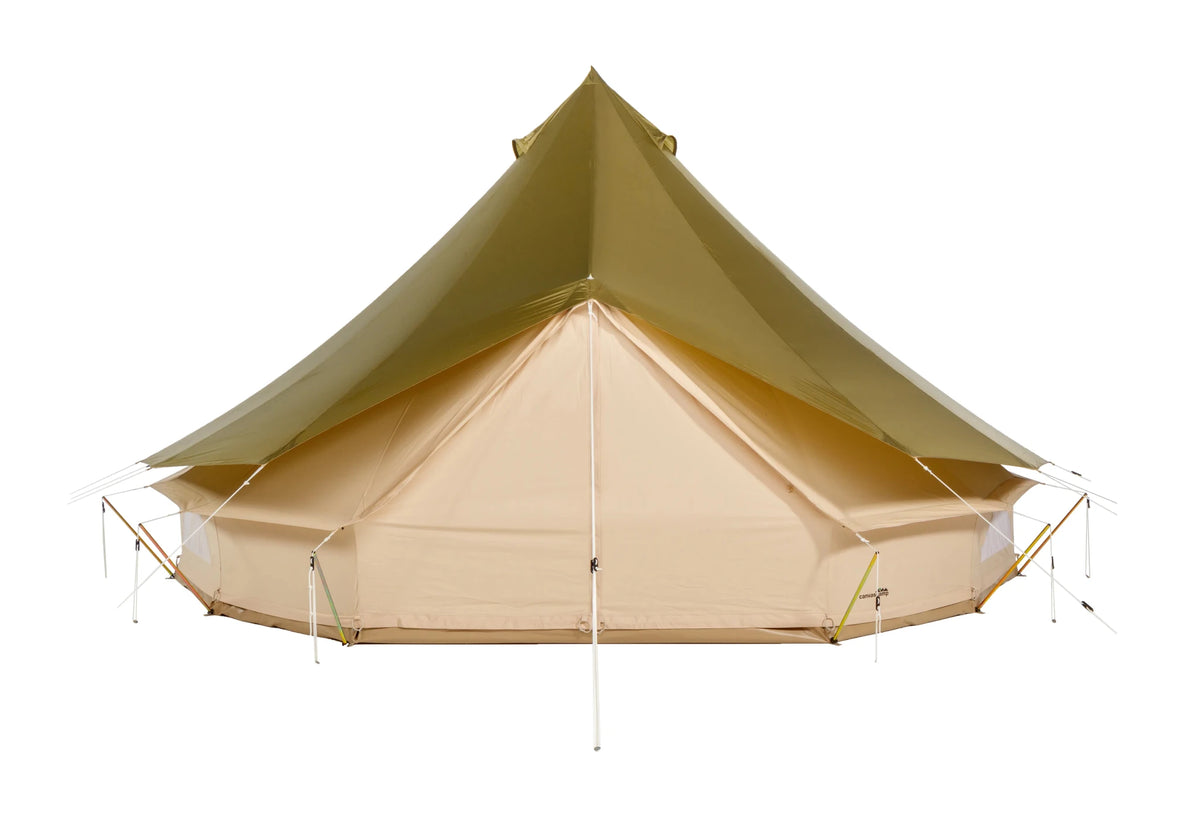 CanvasCamp Sibley Fly Nylon kaki sur le toit d'une tente cloche, vue de face