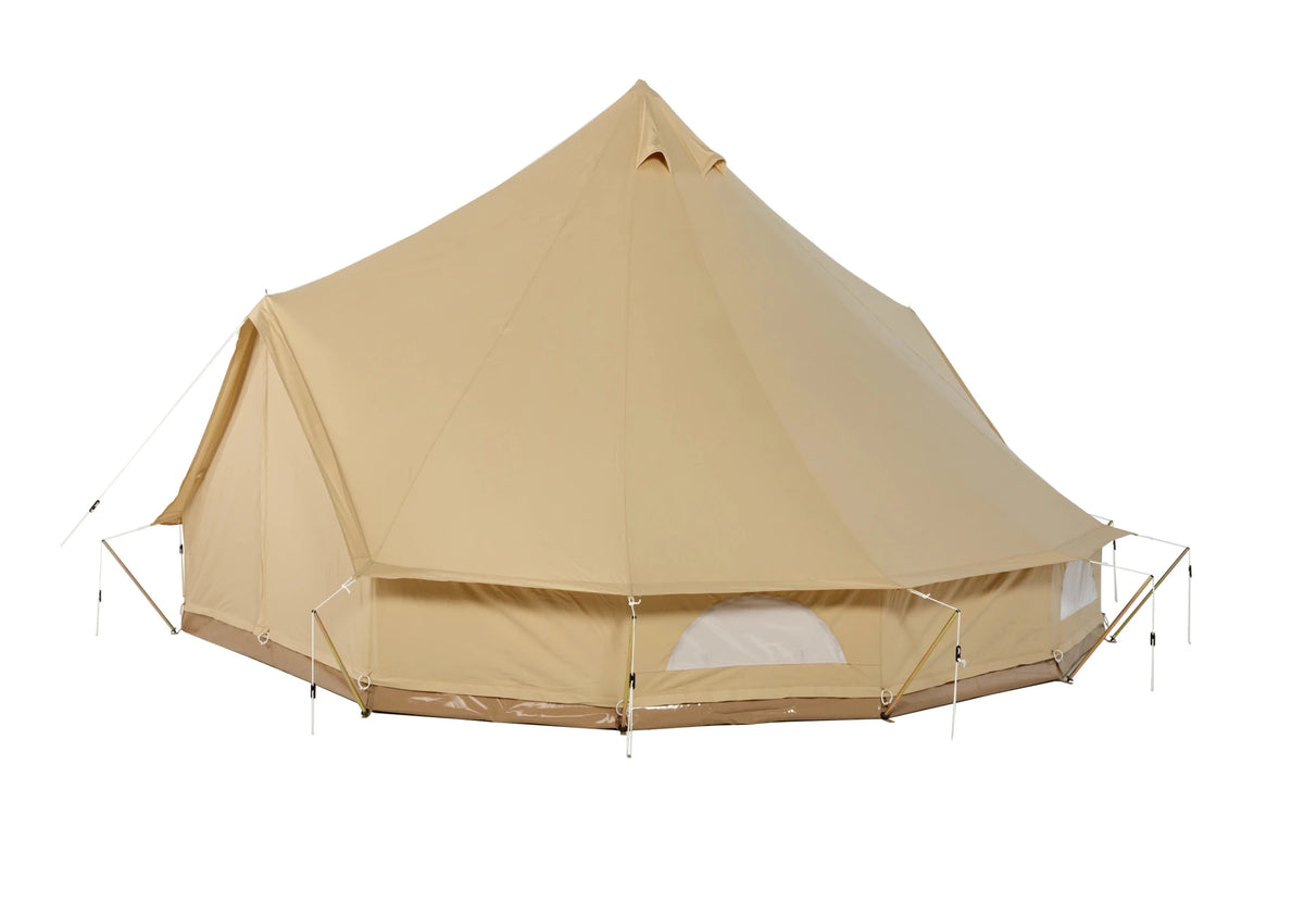 CanvasCamp Sibley ProTech 500 DD de côté avec la deuxième porte à gauche et des fenêtres dans la paroi
