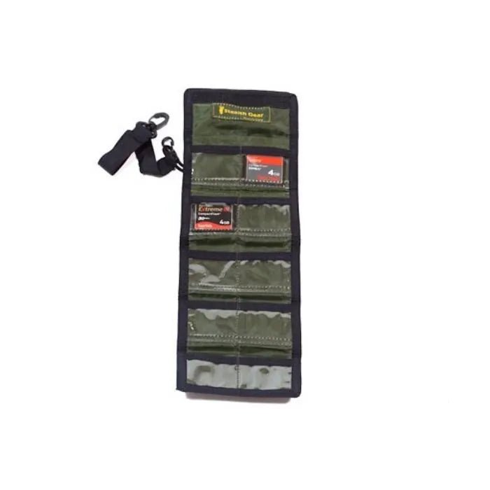 Sac de rangement Stealth Gear Compact déplié avec pochettes transparentes pour cartes mémoire