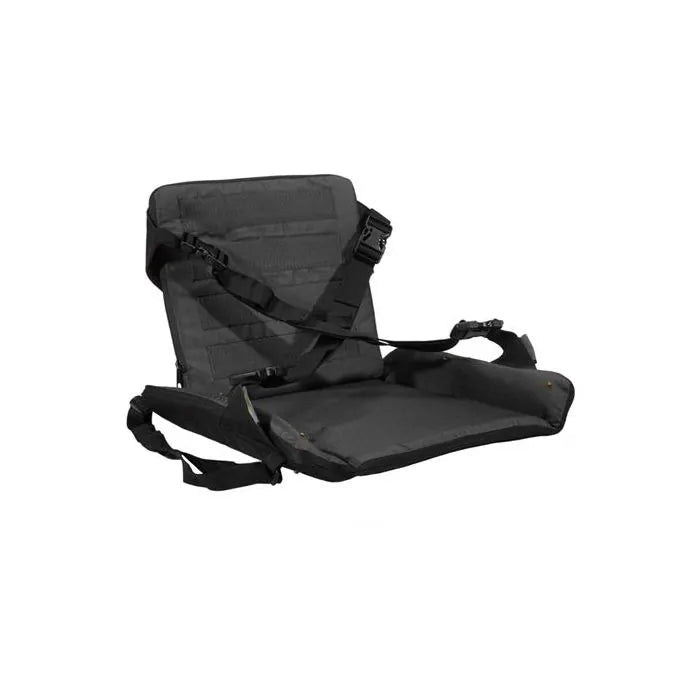 Coussin d'assise Stealth Gear Outdoor noir avec dossier, boucles et sangle de transport