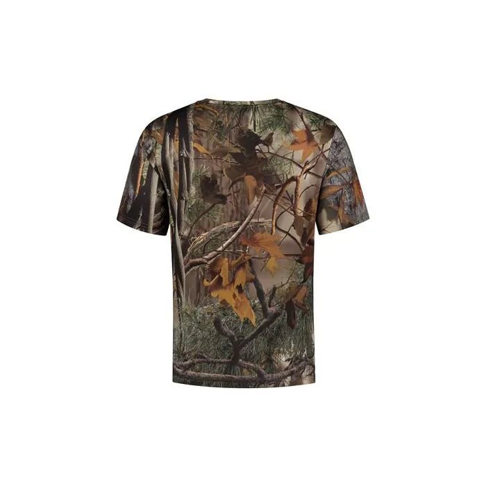 Stealth Gear T-shirt camouflage forêt vu de dos avec feuilles brunes et orange
