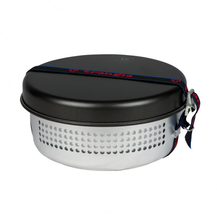 Trangia 27-5 UL rangé, poêle comme couvercle et sangle avec logo autour