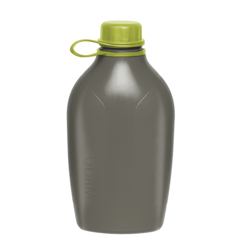 Wildo Explorer Bottle gourde grise avec bouchon à vis vert citron et petite boucle au goulot