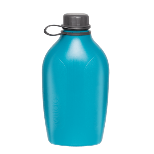 Wildo Explorer Bottle bleue avec bouchon à vis gris, vue de face
